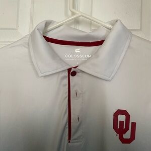 OU (University of Oklahoma) Colosseum Men's White and Red Polo Shirt